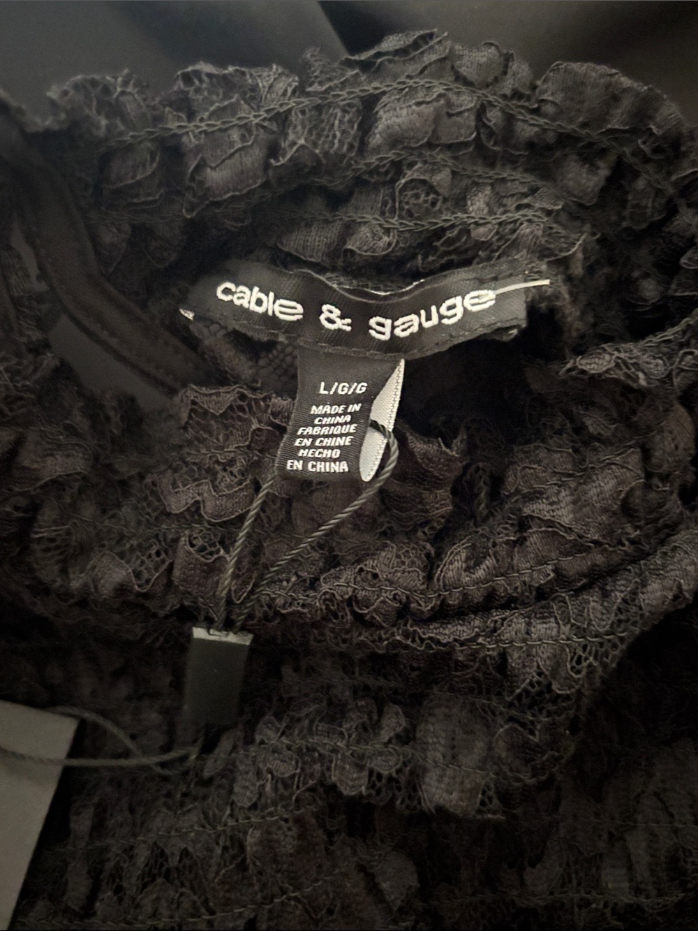 Cable & Gauge Black Lace Short Sleeve Blouse - Picture 11 of 12
